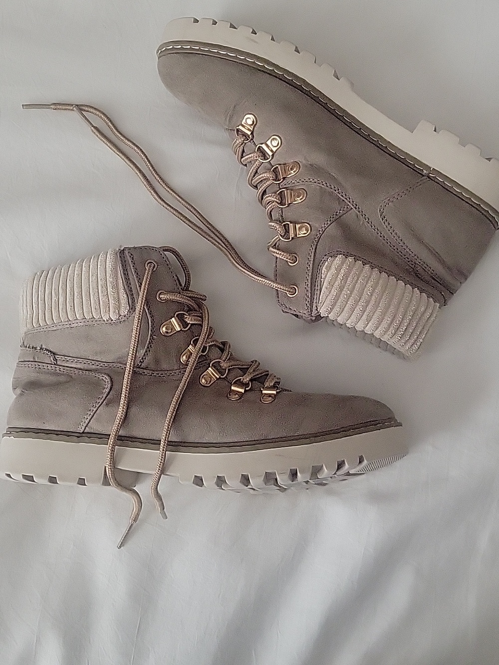 Women’s Taupe Suede Lace-Up Ankle Boots